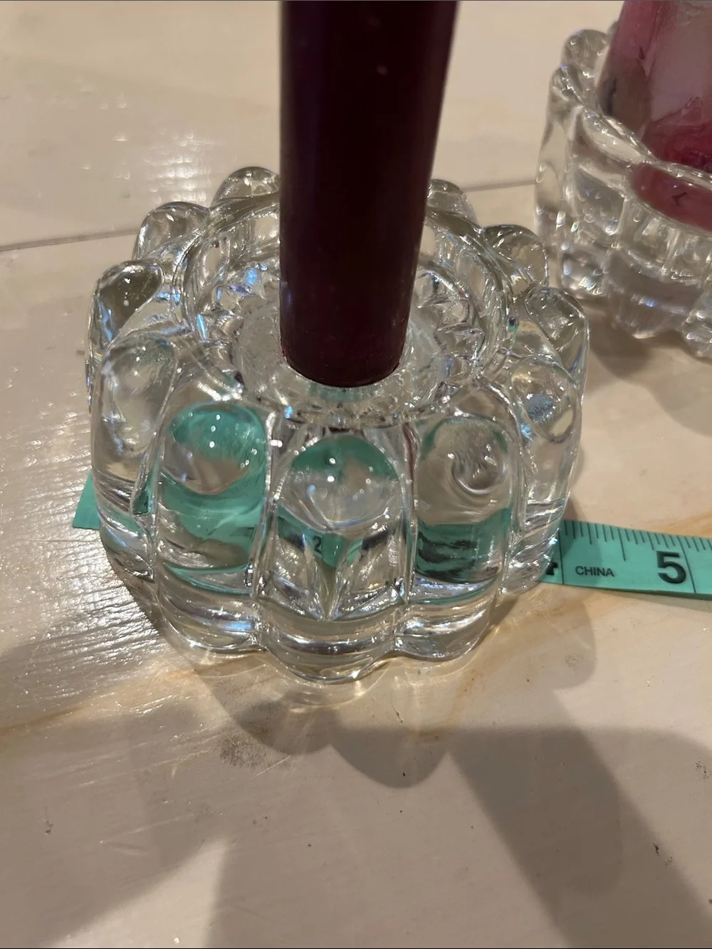 Vintage Crystal Scalloped Candle Holders - Set of 2